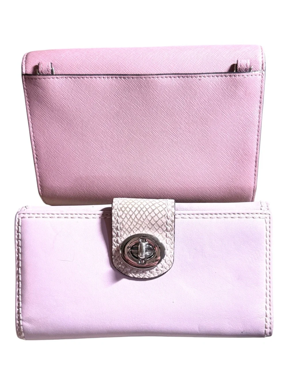 Two rehab wallets Kate Spade pink leather clutch/wallet & Coach pale pink wallet